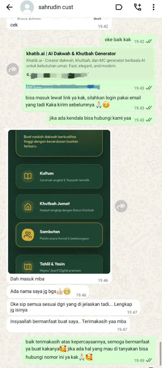 Bukti Chat WhatsApp