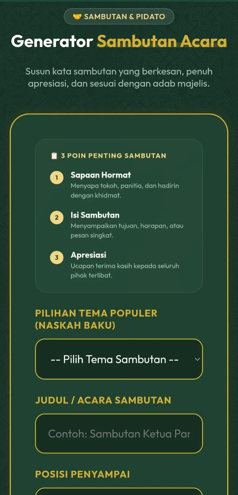 Penyusun Sambutan Acara